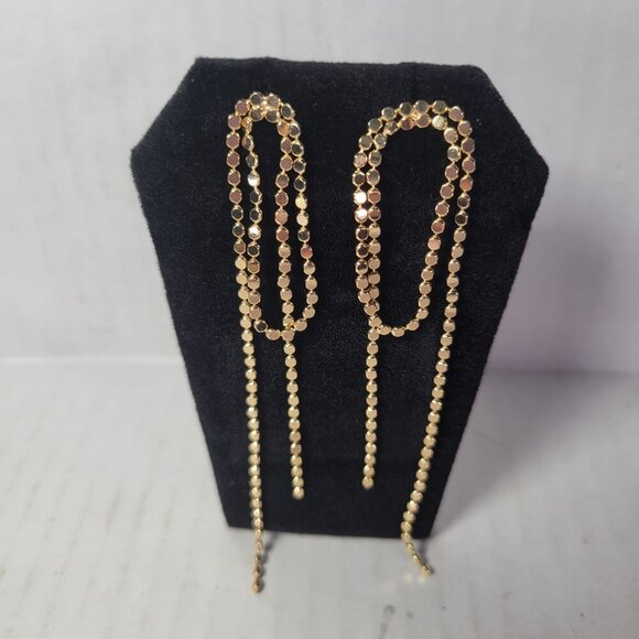 Revolve Peter+June Tiny Circle Gold Tone Dainty Dangling Chain Earrings - Picture 2 of 2